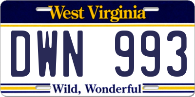 WV license plate DWN993