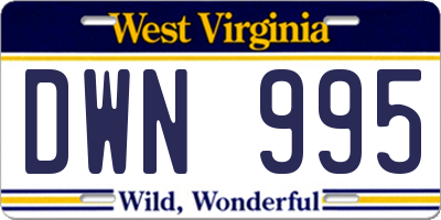 WV license plate DWN995