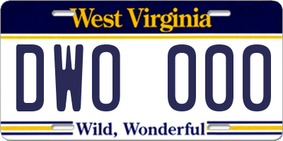 WV license plate DWO000