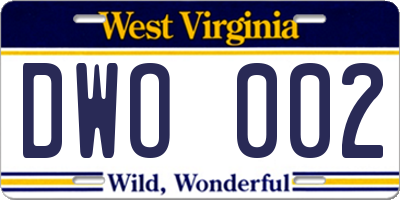 WV license plate DWO002