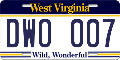 WV license plate DWO007