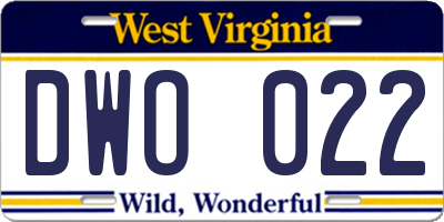 WV license plate DWO022