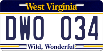WV license plate DWO034
