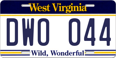 WV license plate DWO044