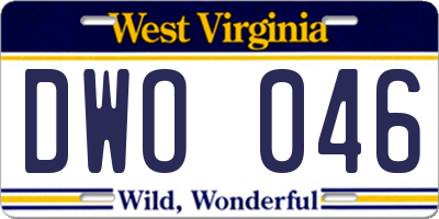 WV license plate DWO046
