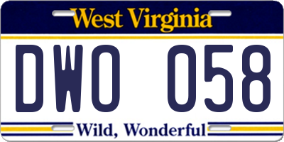 WV license plate DWO058