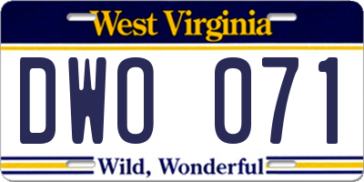 WV license plate DWO071