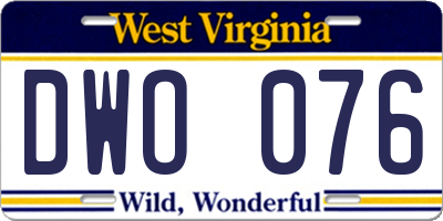 WV license plate DWO076