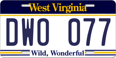 WV license plate DWO077