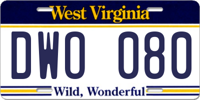 WV license plate DWO080