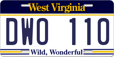 WV license plate DWO110