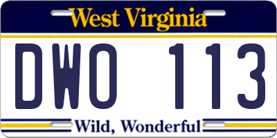 WV license plate DWO113