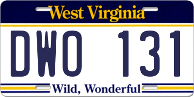 WV license plate DWO131