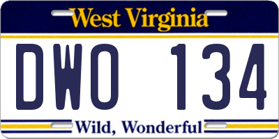 WV license plate DWO134