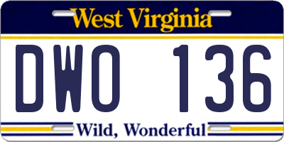 WV license plate DWO136