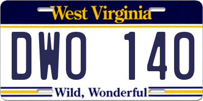 WV license plate DWO140