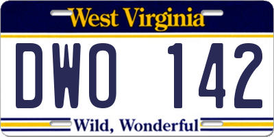 WV license plate DWO142