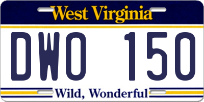 WV license plate DWO150