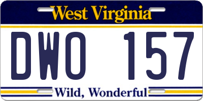 WV license plate DWO157