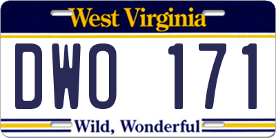 WV license plate DWO171