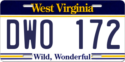 WV license plate DWO172