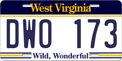 WV license plate DWO173