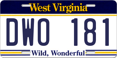 WV license plate DWO181