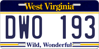 WV license plate DWO193