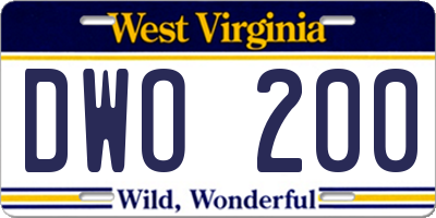 WV license plate DWO200