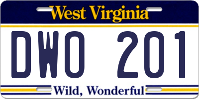 WV license plate DWO201