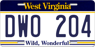 WV license plate DWO204