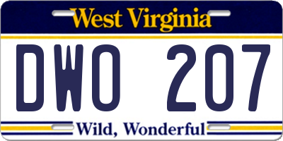 WV license plate DWO207