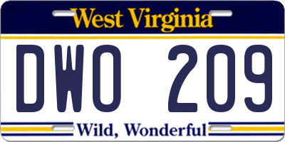 WV license plate DWO209