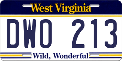 WV license plate DWO213