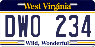 WV license plate DWO234
