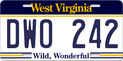 WV license plate DWO242