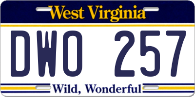 WV license plate DWO257