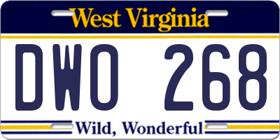 WV license plate DWO268
