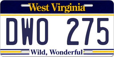WV license plate DWO275