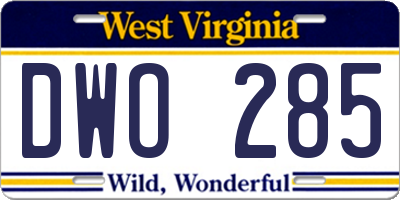 WV license plate DWO285