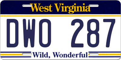 WV license plate DWO287