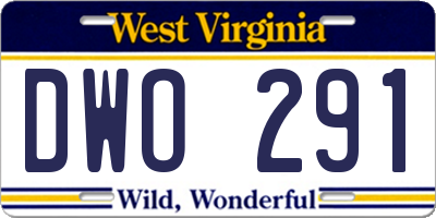 WV license plate DWO291