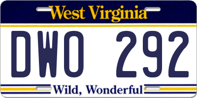 WV license plate DWO292