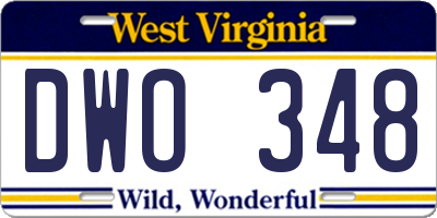 WV license plate DWO348