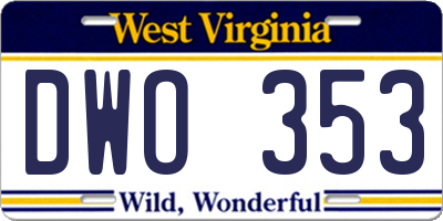 WV license plate DWO353