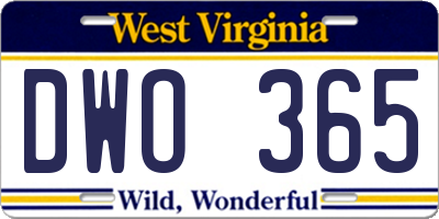 WV license plate DWO365