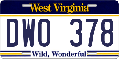 WV license plate DWO378