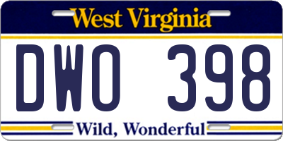 WV license plate DWO398
