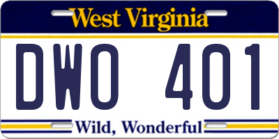 WV license plate DWO401