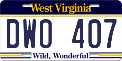 WV license plate DWO407